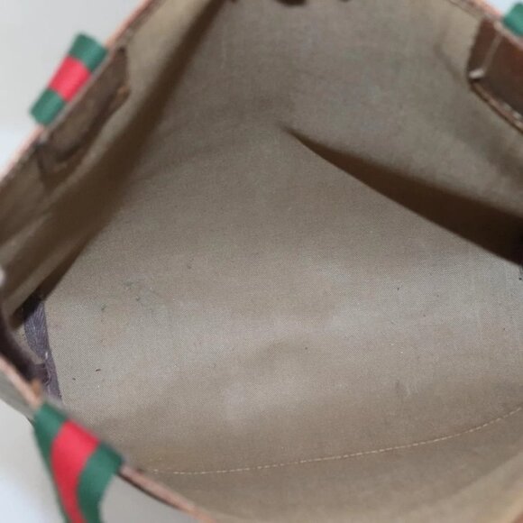 GUCCI GG Supreme Web Sherry Line Tote Bag PVC Beige - Picture 9 of 16